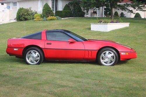 1989 corvette coupe bright red with glass top 48k must see !!