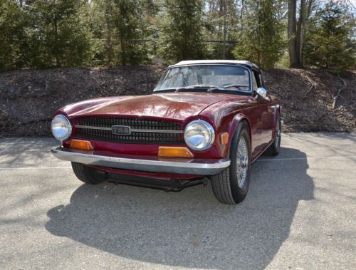 Classic 1970 burgundy convertible triumph tr 6 only 22,000 miles