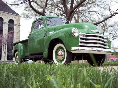 1951 chevrolet 3100-1/2 ton shortbed--john deere green-12 volt-turn signals-