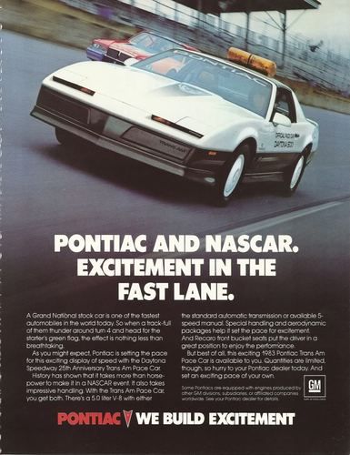1983 pontiac/firebird,daytona 500 pace car, 25th anniversary edition