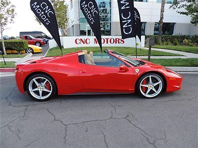 2012 ferrari 458 italia spider rosso corsa / carbon / lift / wheels / 711 miles