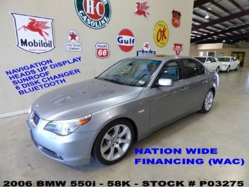 06 550i,sunroof,hud,nav,lth,6 disk cd,b/t,park sensors,18in whls,58k,we finance!