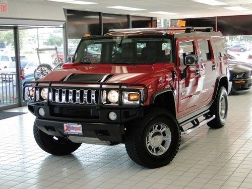 Hummer h2! victory red! 3rd row! tv's! moon! recent tires!