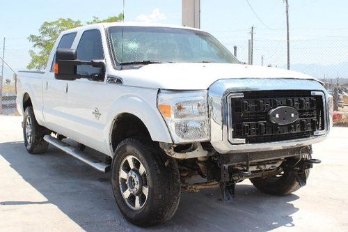 2011 ford f-250 sd lariat crew cab 4wd damaged salvage loaded diesel powered!!