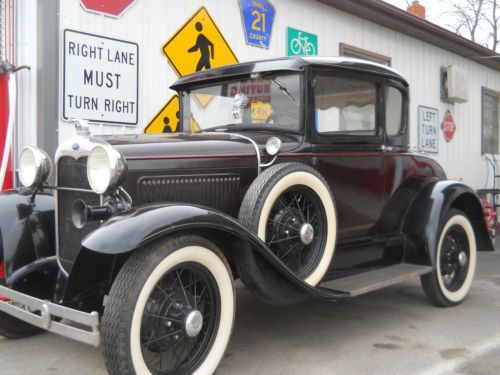 1931 ford model a 2 door rumble seat coupe. new engine