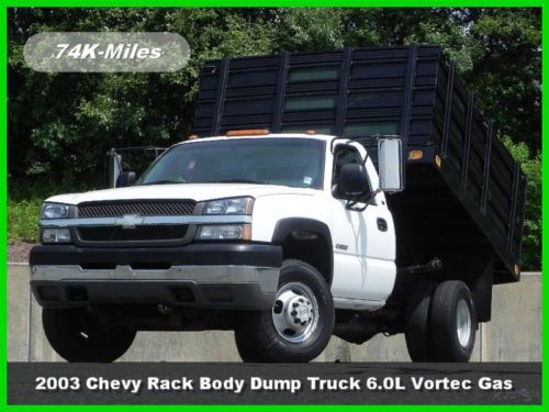 2003 chevrolet chevy silverado 3500 rack body dump truck 6.0l vortec gas 4x4 4wd