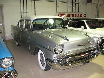 1957 chevy 210 ,4 door silver 283 v8 automatic powerglide 2 speed transmission