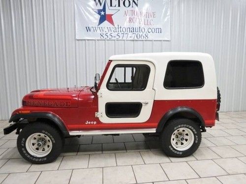 Cj7,red, renegade,6 cylinder,258,4 speed manual,4x4,hardtop,