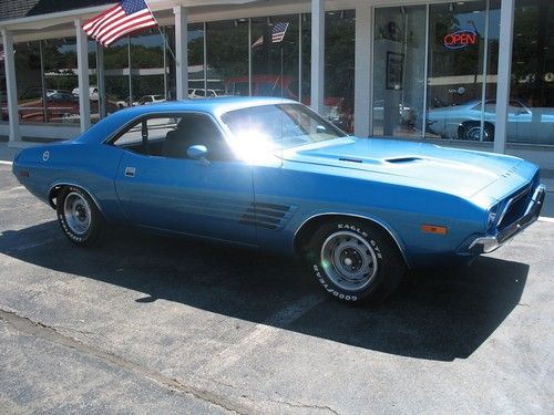 1974 dodge challenger rallye b5 blue matching numbers 360 pistol grip 4 speed