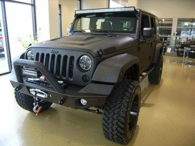Rhino lined Jeep MUST SEE PICS lifted, light bars wench wheels loaded COOL black, US $62,995.00, image 4