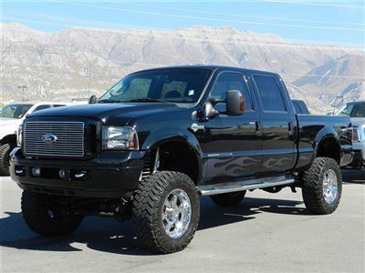 Harley davidson lariat powerstroke diesel 4x4 lift wheels tires auto truck black