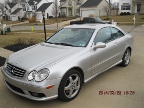 Mercedes-benz clk 500 2004 5.0l v-8 silver with light gray leather interior