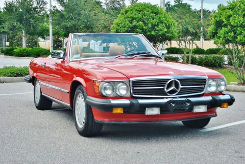 Simply beautiful red tan 1988 mercedes 560sl convertible all original mint wow