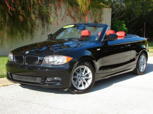 128i! convertible! coral red leather! memory! pwr seats! 1 owner fl car! 36k mi!