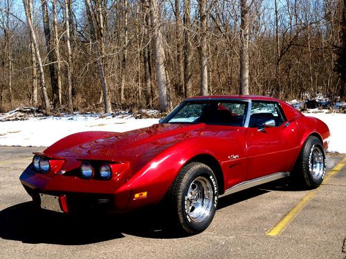 Gorgeous 2013 vette candy apple red color on beatifully restored 1975 corvette