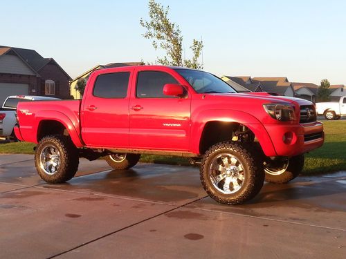 Lifted 2006 toyota tacoma double cab trd sport 4x4 v6 radiant red 4 door crew