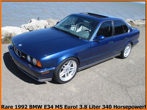 *stunning 1992 bmw e34 m5 euro import! 3.8 liter avus blue lots new! lo miles!*