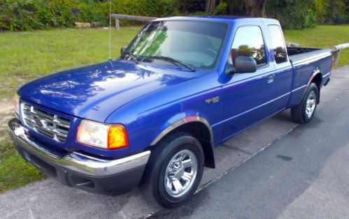 Clean cobalt blue 2003 ford ranger xlt supercab pickup 4-door 3.0l loaded