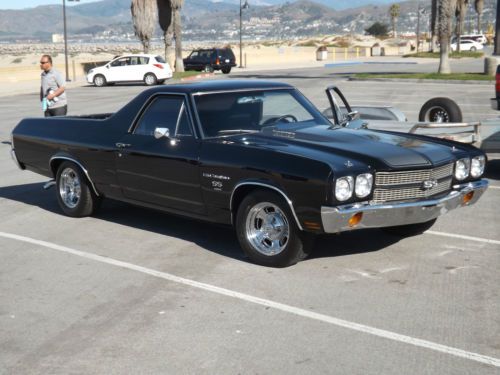 1970 ss 454 el camino, black beauty, auto, a/c, cowl hood w/silver stripes