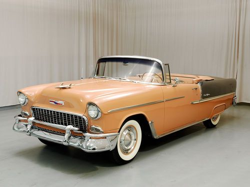 1955 chevrolet bel air convertible coral &amp; grey / matching interior by hyman ltd
