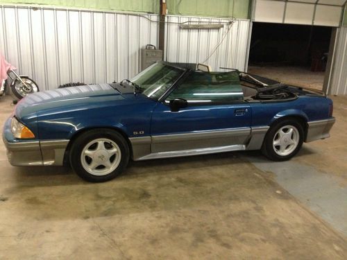 1987 mustang gt convertible 5.0 blue gray automatic no reserve!