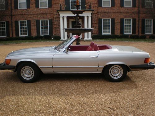 1977 mercedes sl 450 mint silver with rare ruby red int 75k original miles