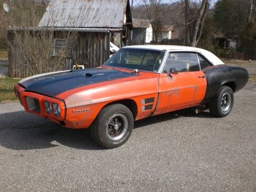 1969 pontiac firebird 400 4 speed carousel hugger orange cameo white top