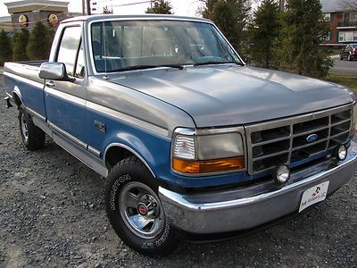 1993 ford f-150 xlt, 6-cyl, 2wd, auto, low miles, silver/blue, power options, nj