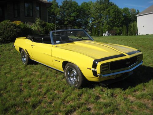1969 69 chevy camaro rs lm-1 convertible daytona yellow #'s match 350 original