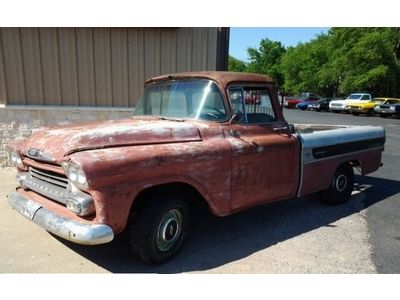 1958 chevrolet cameo pickup project 327 v8 3 speed manual bench seat look