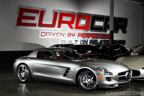 Sls amg coupe alubeam silver red designo carbon fiber low miles one owner ca car