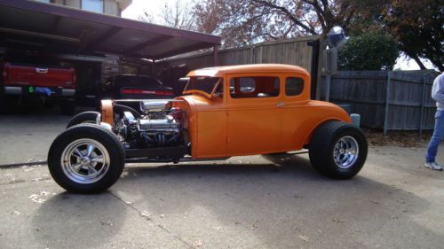 1931 ford 5 window coupe, chopped , 350/350 ,boxed frame, tangerine orange