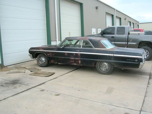 1964 chevy impala super sport barn find factory black 4 - speed