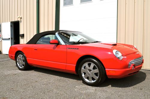 2002 ford thunderbird premium 32,500 miles red on black/red leather showroom