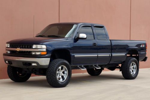 02 chevy silverado ls 4x4 ext cab 2 owner autocheck cert lifted 18&#034; chrome whls!