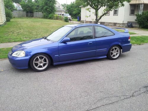 2000 honda civic si coupe dohc ls-vtec wheels rare blue no reserve clean title !