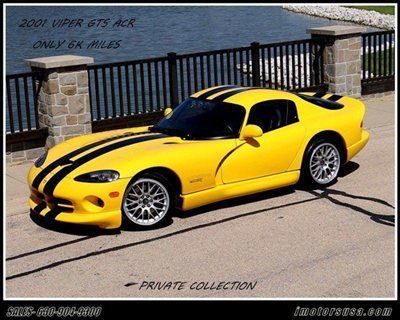 2001 viper gts acr yellow/blk stripes only 6k miles private collection unit rare