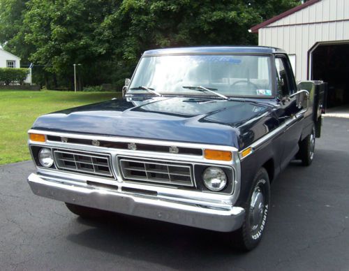 1976 ford pickup truck wood bed 360 v8 automatic runs great dark blue