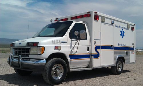 No reserve- 1993 ford e-350 xlt 7.3l diesel ambulance- low miles srw