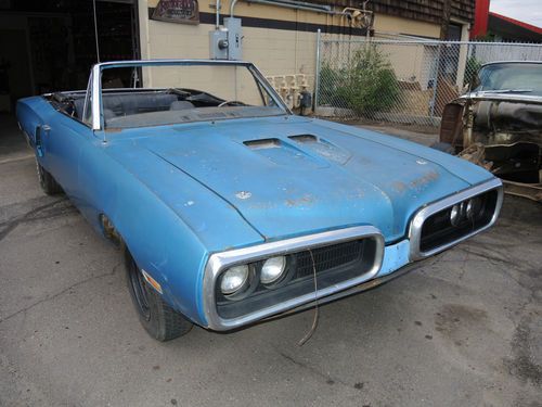 1970 dodge coronet r/t convertible super bee real deal b5 blue project barn find