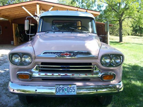 1959 chevy dually flatbed truck, 3800 series v8, 4 speed. great running/driving
