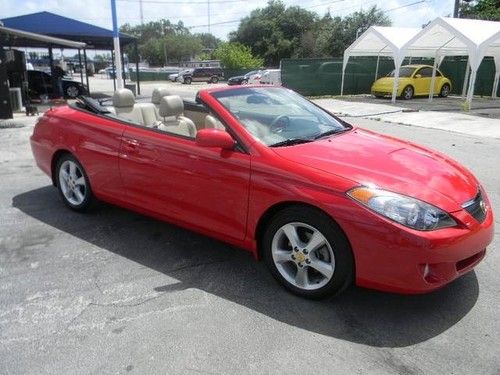 2006 toyota camry solara covt stunning red/tan leather/top only 35k miles auto