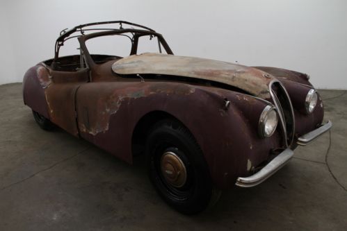 1954 jaguar xk 120 drop head coupe, matching #&#039;s, purple, sitting for many year