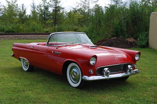 1955 ford thunderbird ~ red on red and white interior