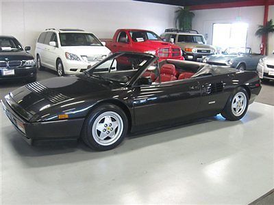 1989 ferrari mondial t cabriolet metallic black on red 5 speed extensive records