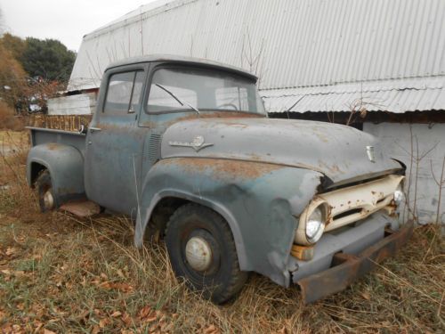 1956 ford f-100 49k orig mile barn find stored over 30 years