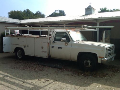 Work truck with 11&#039; enclosed utility bed.
