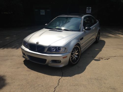 2002 e46 bmw m3 titanium silver/imola red interior 19&#034; bbs rims no reserve!!!