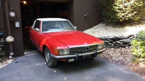 1972 mercedes 350sl roadster 4.5l w/ only 24,000 miles signal red both tops