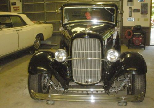 1932 black ford vicky custom 2 door deluxe rod~all metal body
